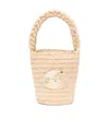 Patou Iconic Raffia Bucket Bag In Nude