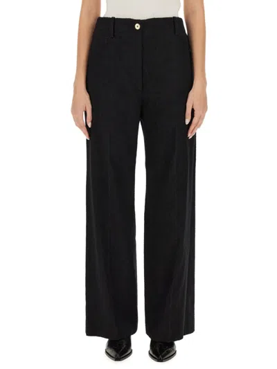 Patou Iconic Long Wide-leg Trousers In Black