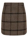 Patou Tweed Mini Skirt In Gray Checkerboard