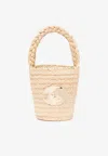 Patou Iconic Raffia Bucket Bag In Beige
