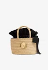 Patou Iconic Raffia Bucket Bag In Beige