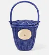Patou Iconic Rattan Bucket Bag In Blue