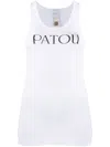 Patou Ribbed Sleeveless Cotton Tank With Round Neckline In White