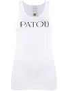 Patou Ribbed Sleeveless Cotton Tank With Round Neckline In White