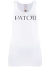 Patou Ribbed Sleeveless Cotton Tank With Round Neckline In White