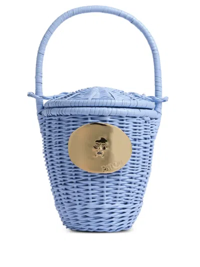 Patou Iconic Wicker Bucket Bag In White