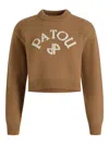 Patou Ribbed Hem Cropped Knitwear In Brown