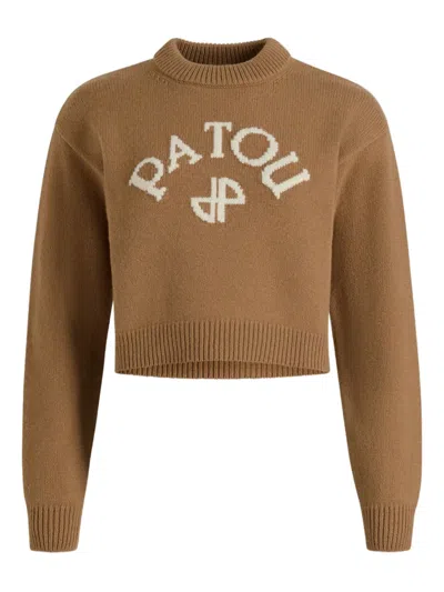 Patou Intarsia-logo Jumper In Brown