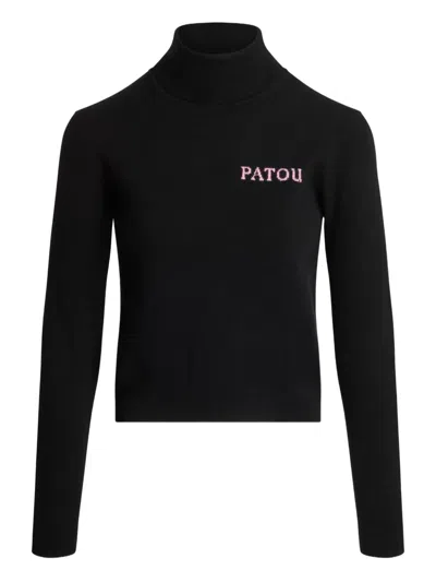 Patou Intarsia Turtleneck Jumper In Black
