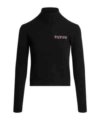 PATOU PATOU LOGO INTARSIA TURTLENECK KNIT SWEATER