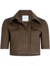 Patou Short Jacket In Organic Cotton Gabardine In Brown