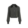Patou Quilted Velvet Collar Cropped Blouson In Green