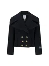 Patou Short Double-breasted Coat In Black
