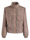 Patou Checked Virgin Wool Jacket In Gray