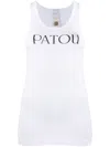 Patou Ribbed Sleeveless Cotton Tank With Round Neckline In White