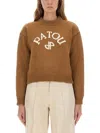 Patou Ribbed Hem Cropped Knitwear In Brown