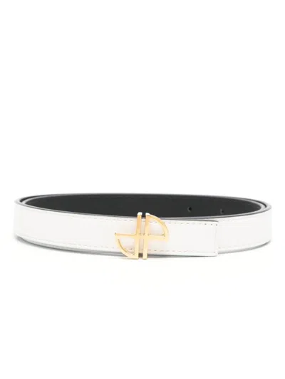 Patou Jp-buckle Leather Belt In White