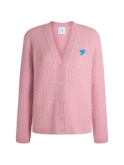 Patou Jp Cable-knit Cardigan In Pink