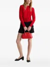 Patou Double-collar Wool Cardigan In Red