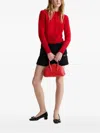 Patou Double-collar Wool Cardigan In Red