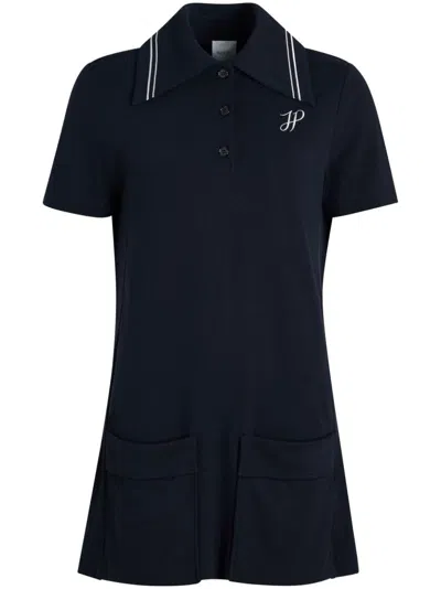 Patou Jp-embroidered Polo Mini Dress In Blue
