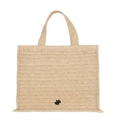 Patou Jp Raffia Tote Bag In Nude