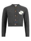 Patou Jp Monogram Intarsia Wool And Cashmere Cropped Cardigan Clothing In Gray