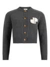 Patou Jp Monogram Intarsia Wool And Cashmere Cropped Cardigan Clothing In Gray