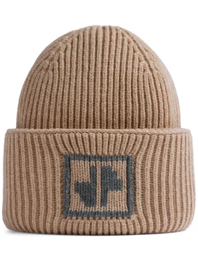 Patou Jp Ribbed Wool Beanie In Neutrals