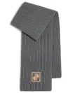 Patou Logo-intarsia Wool Ribbed Scarf In Grey