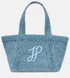 Patou Jp Small Raffia Tote Bag In Blue