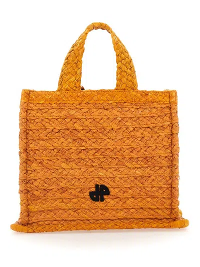 Patou Jp Raffia Tote Bag In Orange