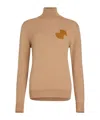 Patou Graphic Logo Wool Cashmere Turtleneck In Nude