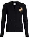 Patou Wool And Cashmere Embroidered Cardigan In Black