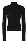 Patou Turtleneck Merino Wool Sweater With Ribbed Texture In Black