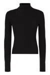 Patou Turtleneck Merino Wool Sweater With Ribbed Texture In Black