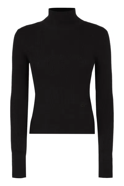 Patou Jumper Turtleneck Merino Wool Sweater In Black
