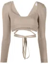 Patou Wrap Knit Top With Long Sleeves In Brown