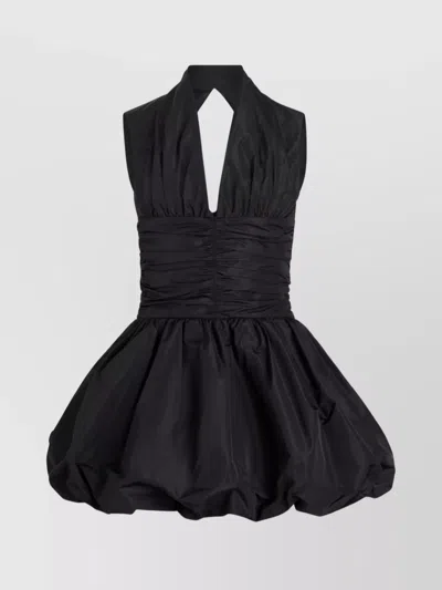 Patou Knee Length Dress Flared Skirt In Black