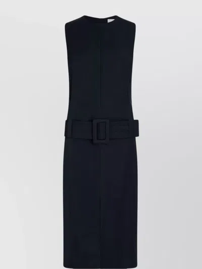 Patou Knee Length Dress With Front And Back Slits In Black