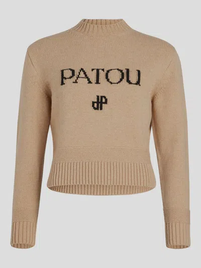 PATOU PATOU EMBROIDERED LOGO JUMPER CASHMERE BLEND