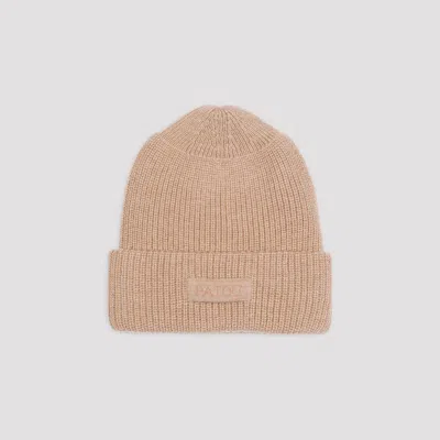 Patou Knit Ribbed Beanie Hat In Brown
