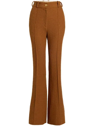 Patou Knitted Flared Trousers In Brown