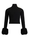 Patou Sweater With Fringes In Wool And Cashmere In Black