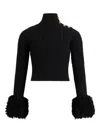 Patou Sweater With Fringes In Wool And Cashmere In Black