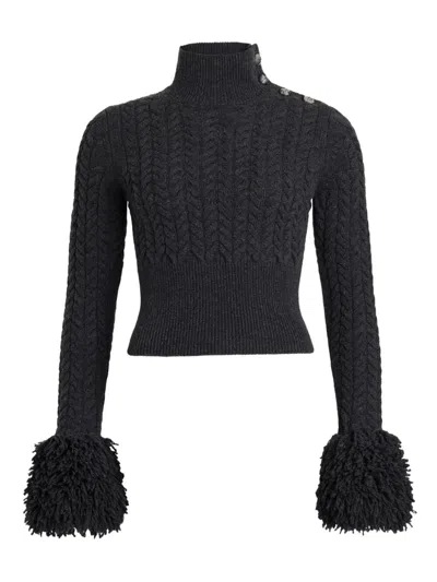 Patou Knitted Fur Jumper In Gray