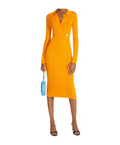 Patou Knitted Midi Dress In Yellow