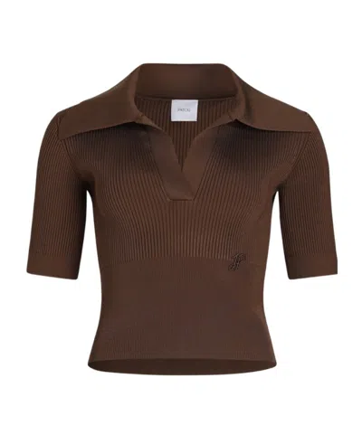 Patou Knitted Polo Shirt In Smoke Color