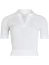 Patou White Ribbed Polo With V-neck In White