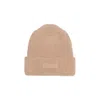 Patou Black Virgin Wool Knitted Ribbed Beanie Hat